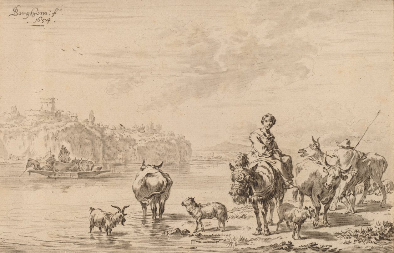 Katır Üzerinde Oturan Kadın, 1769. by Johannes Kornlein