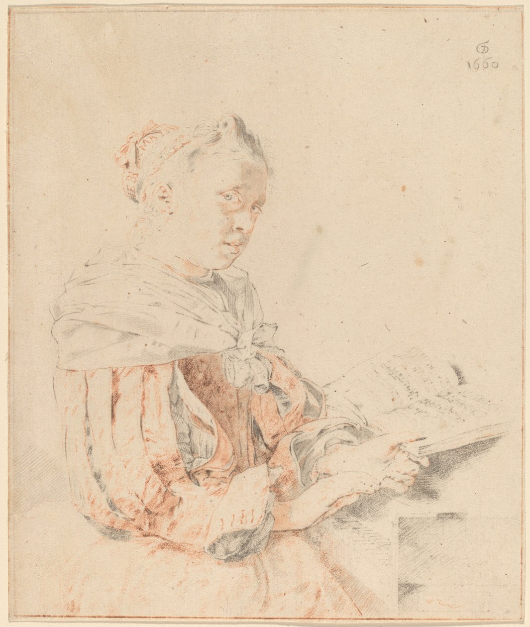 Klavyedeki Genç Kız, 1767. by Johannes Kornlein