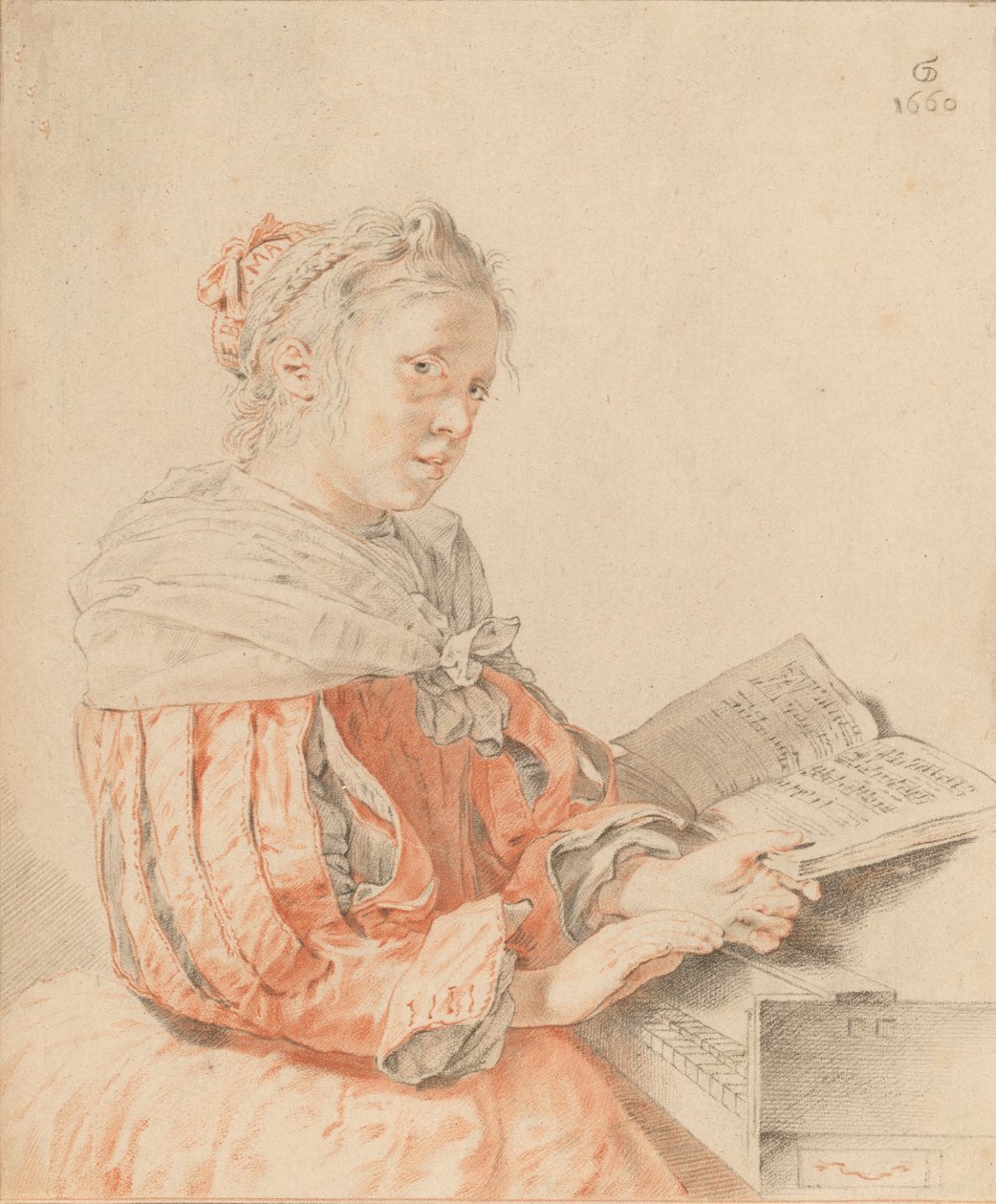 Klavyedeki Genç Kız, 1767. by Johannes Kornlein