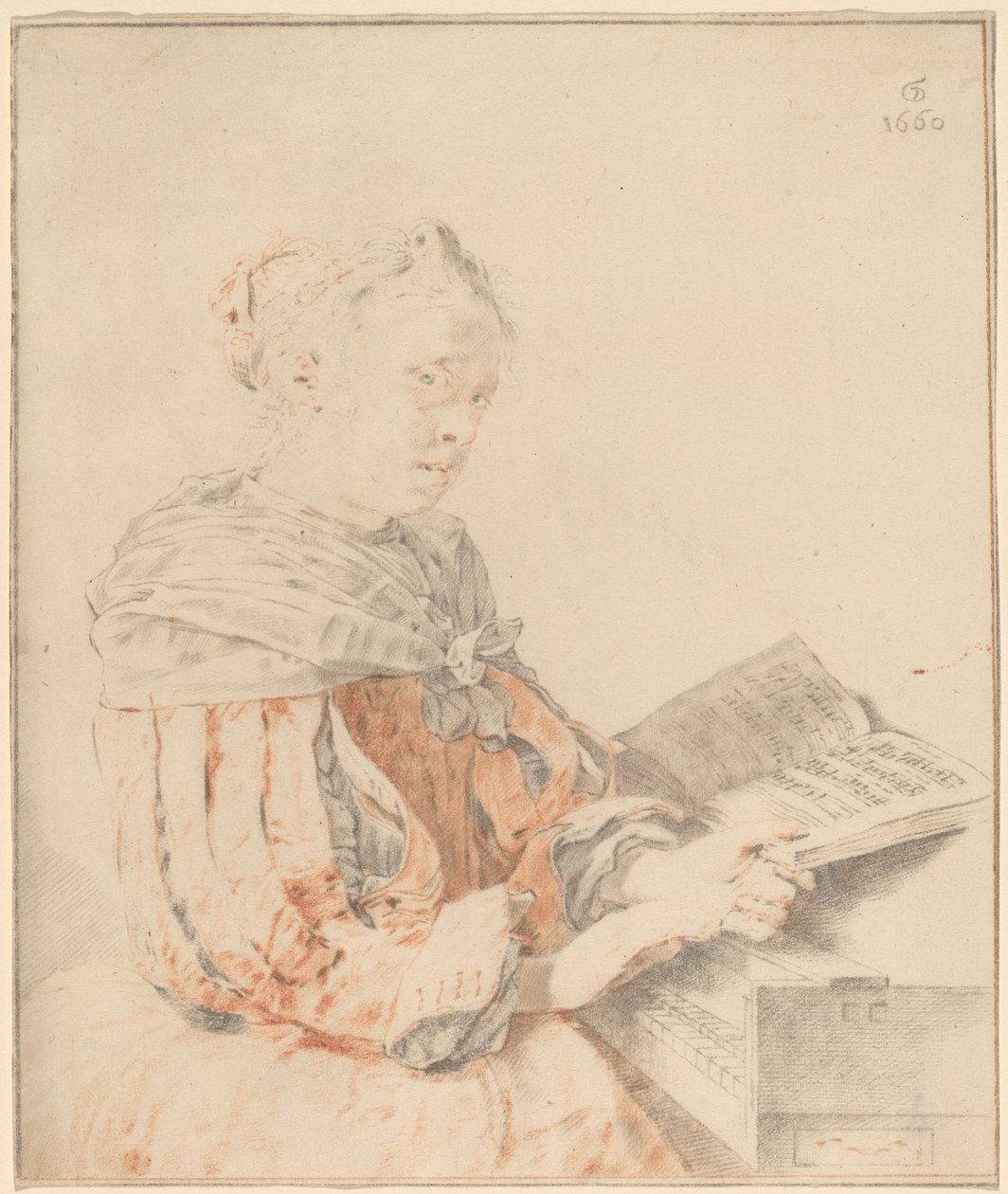 Klavyedeki Genç Kız, 1767. by Johannes Kornlein