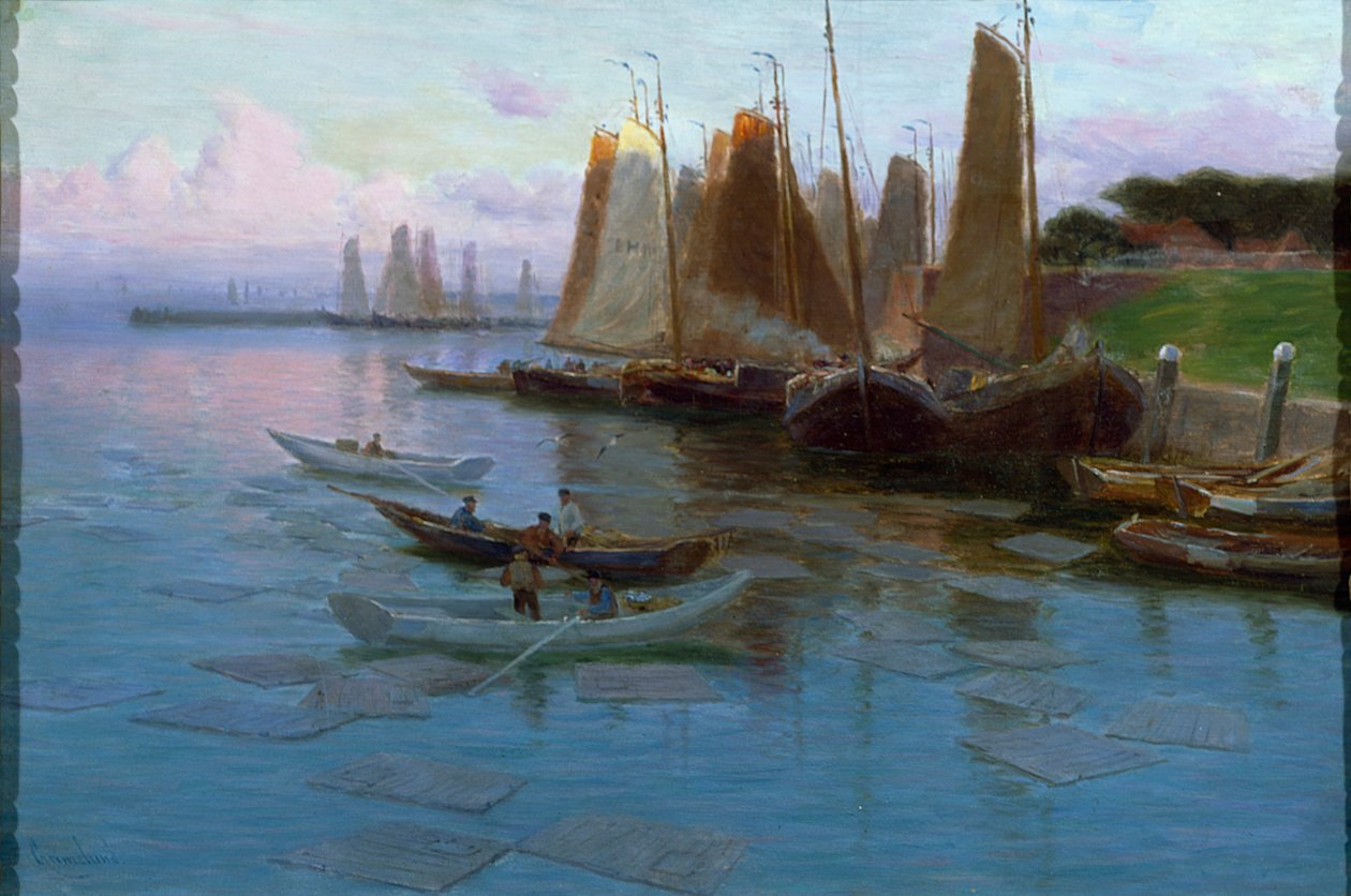 Balıkçı Tekneleri (tuval üzerine yağlı boya) by Johannes Martin Grimelund