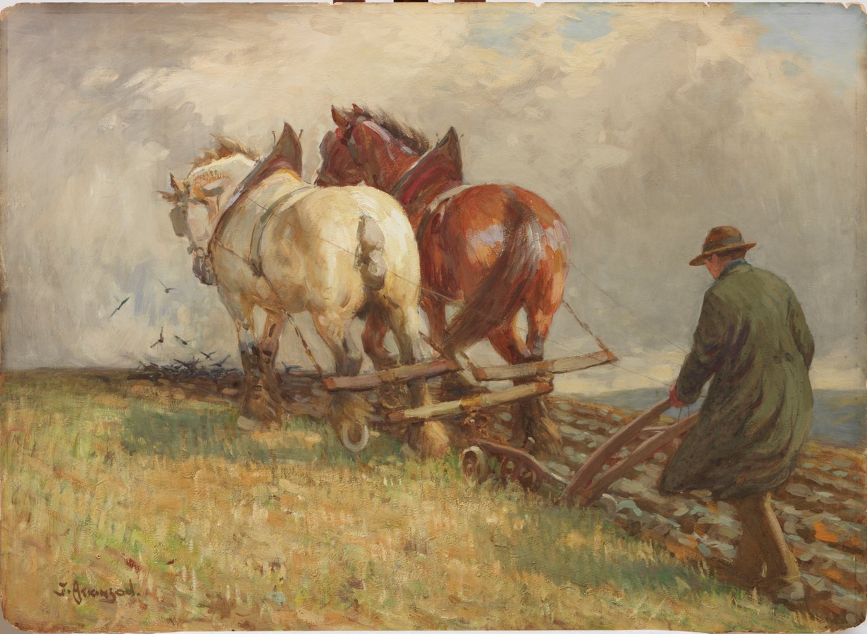 Çiftçilik, c.1900-19 (kağıt üzerinde tempera) by John Atkinson