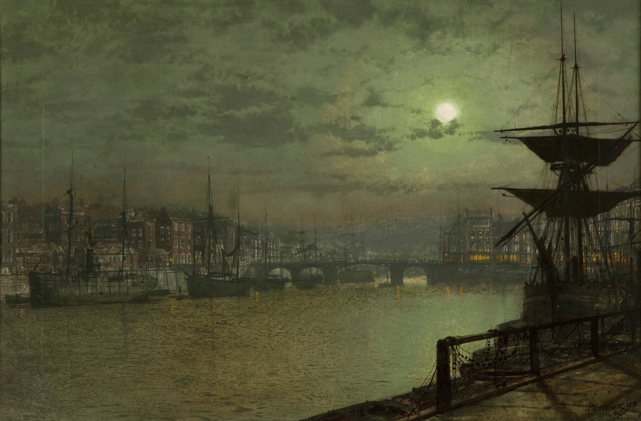 Çizgileri Tuzaklamak, Whitby, 1884 by John Atkinson Grimshaw