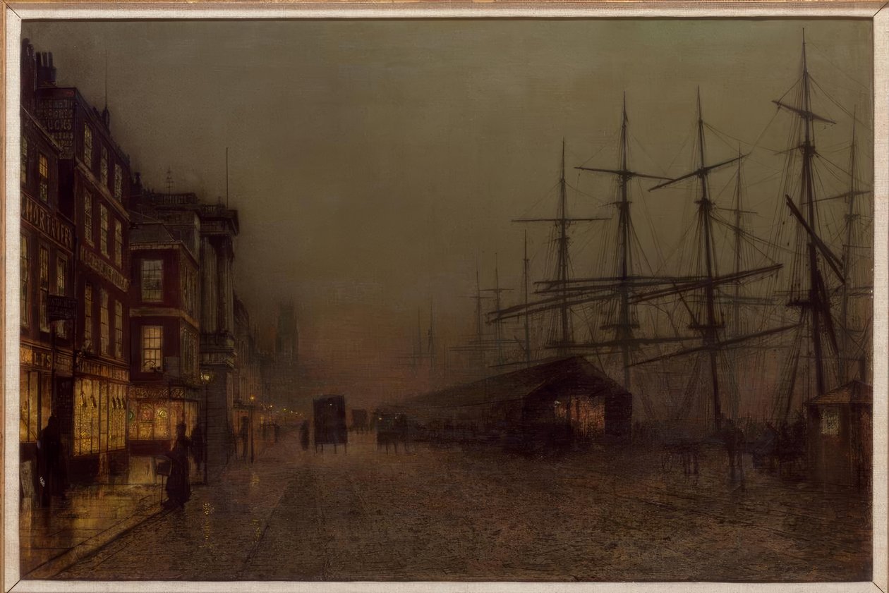 Glasgow, Clydeside / J.A. Grimshaw tarafından yapılan resim, 1887 by John Atkinson Grimshaw