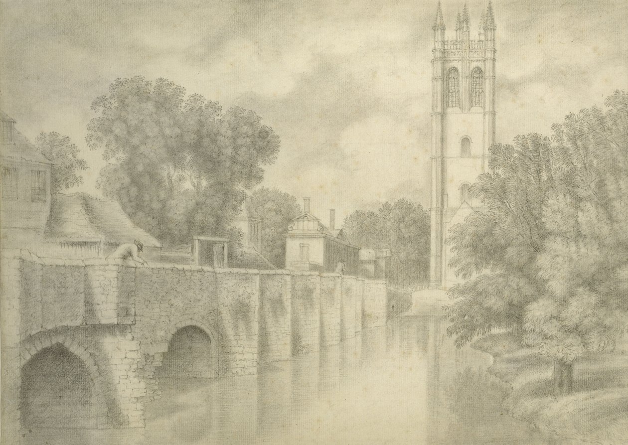 Magdalen Köprüsü ve Kulesi (kağıt üzerinde grafit) by John Baptist Malchair