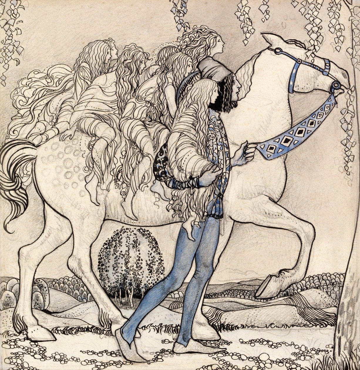 Aceleyi dizginlere götürdü ve bu şekilde ormanın içinden geçtiler. by John Bauer