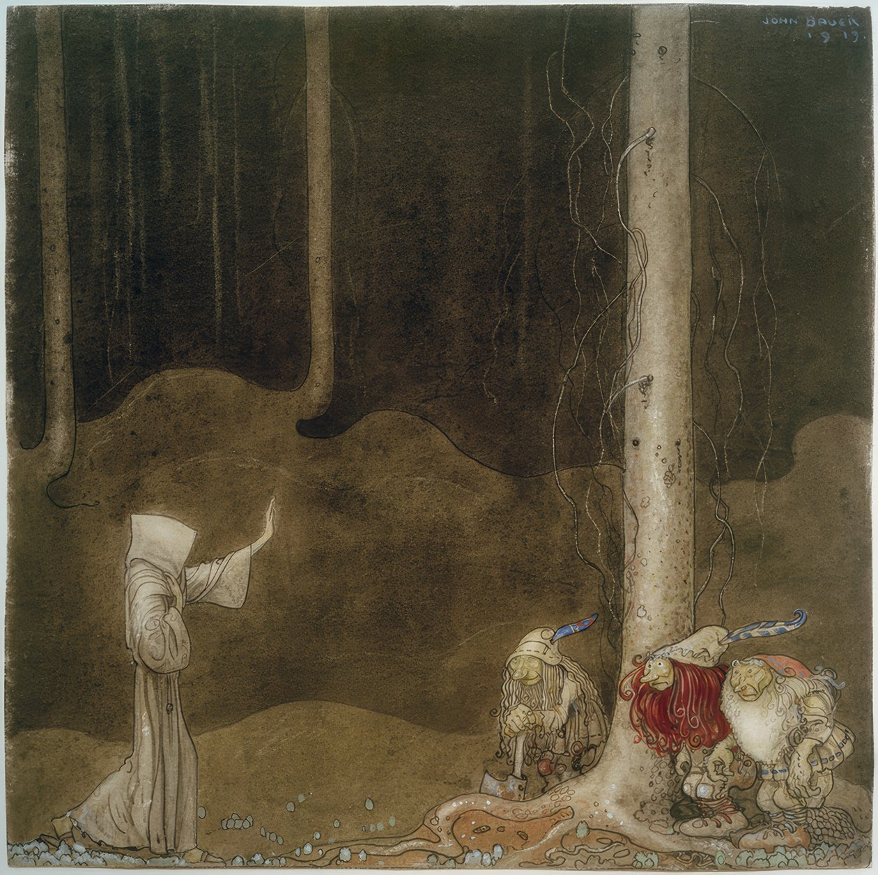 St Martin ve üç trol by John Bauer