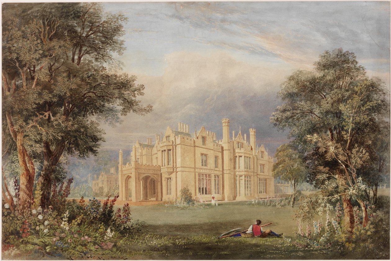 Lilburn Tower, Northumberland (kağıt üzerinde bc, kalem ve wc) by John Dobson