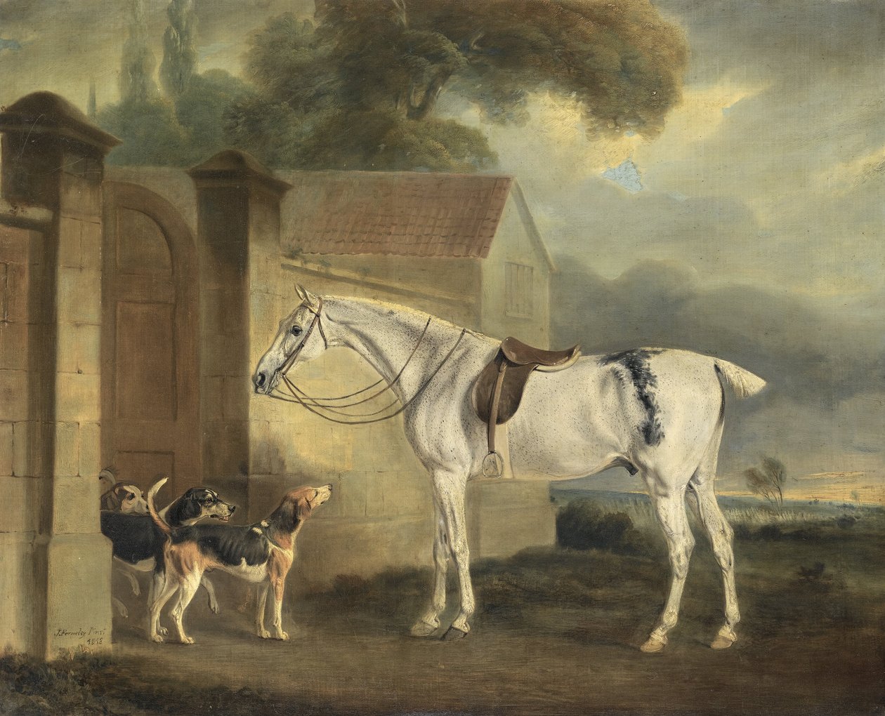 Lord Lonsdales Fleabitten Gri Avcı, Pirinç, Cottesmore Tazıları ile Cottesmore