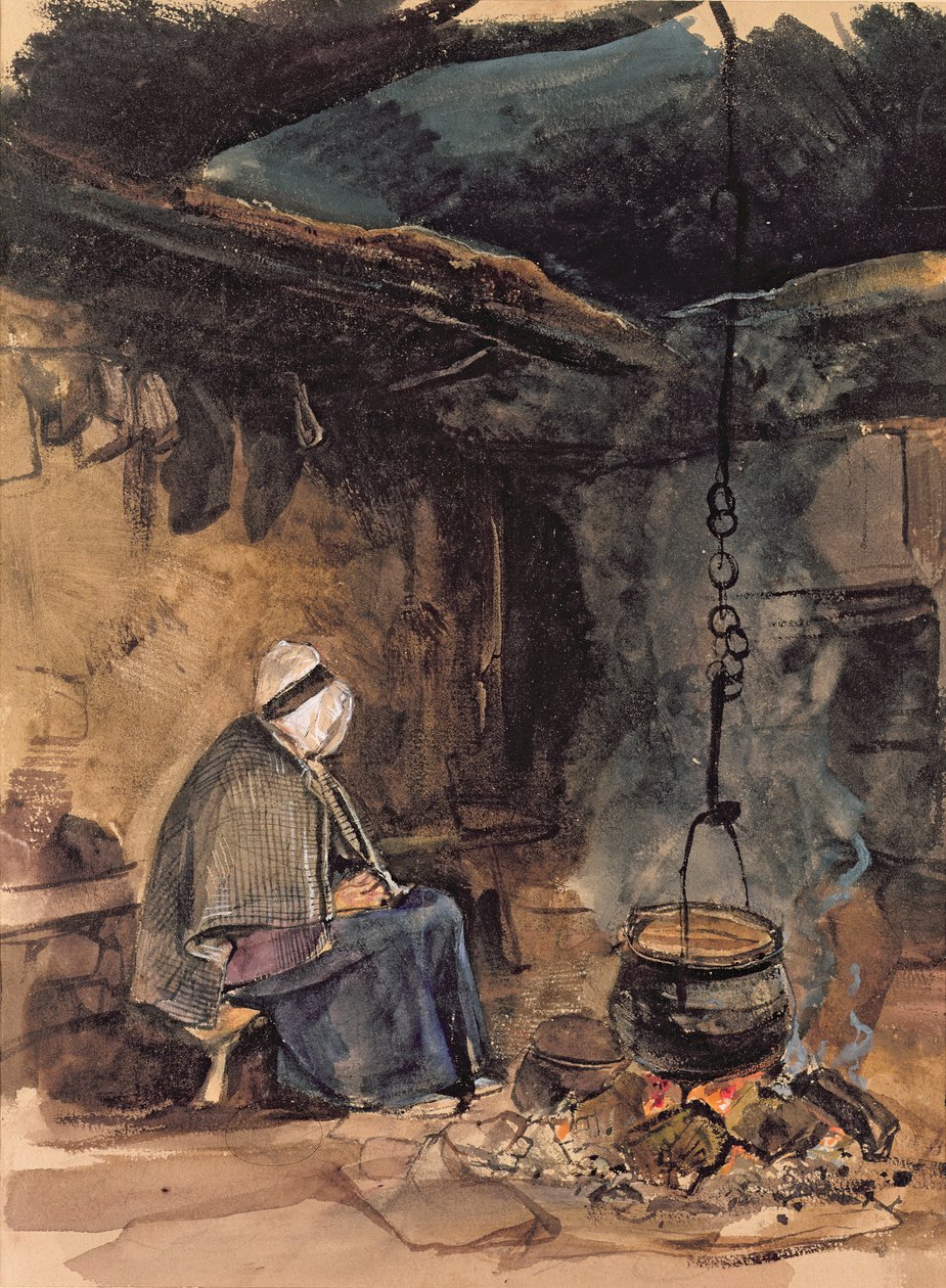 Tencerenin kaynamasını izlemek - bir yazlık iç by John Frederick Lewis