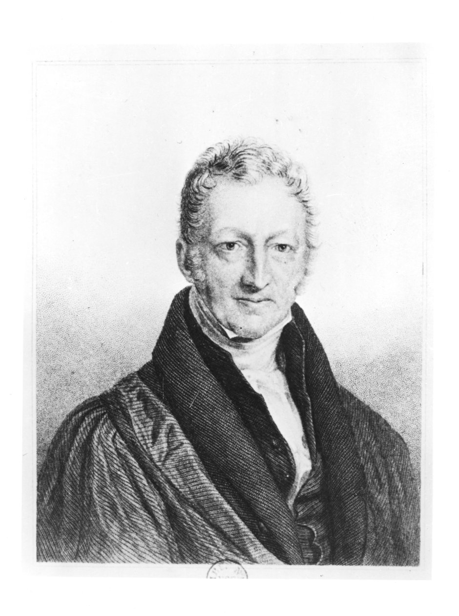 Portrait of Thomas Robert Malthus (1766-1834) engraved by Fournier for the 
