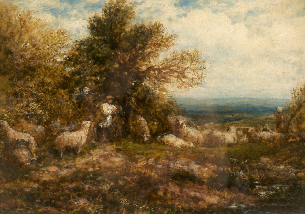 Dinlenen Koyunlar; Sürüye Bakmak, c.1840-80 by John Linnell