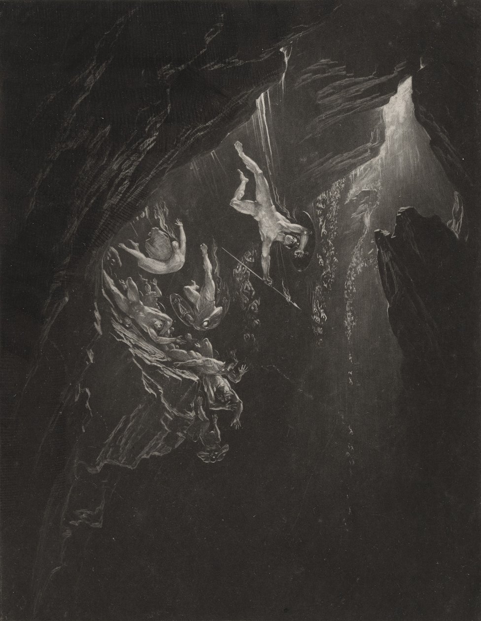 Asi Meleklerin Düşüşü, c.1827 (mezzotint) by John Martin