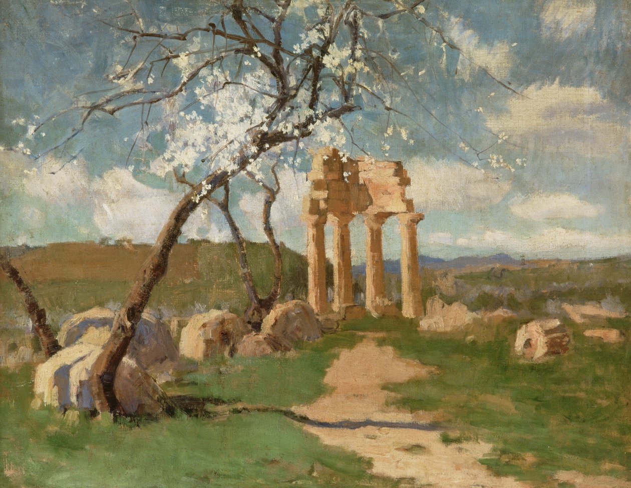 Almond Trees and Ruins, Sicily, c.1887 by John Russell