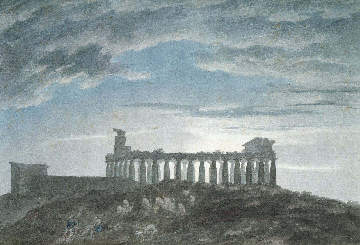 ಪೇಸ್ಟಮ್ ಟರ್ಕ್‌ನಲ್ಲಿರುವ ಸಣ್ಣ ದೇವಾಲಯ by John Robert Cozens