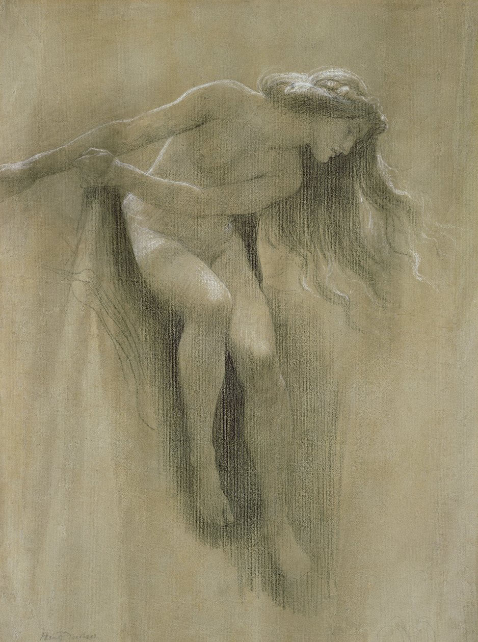 Kadın Çıplak Çalışması (kağıt üzerinde tebeşir) by John Robert Dicksee