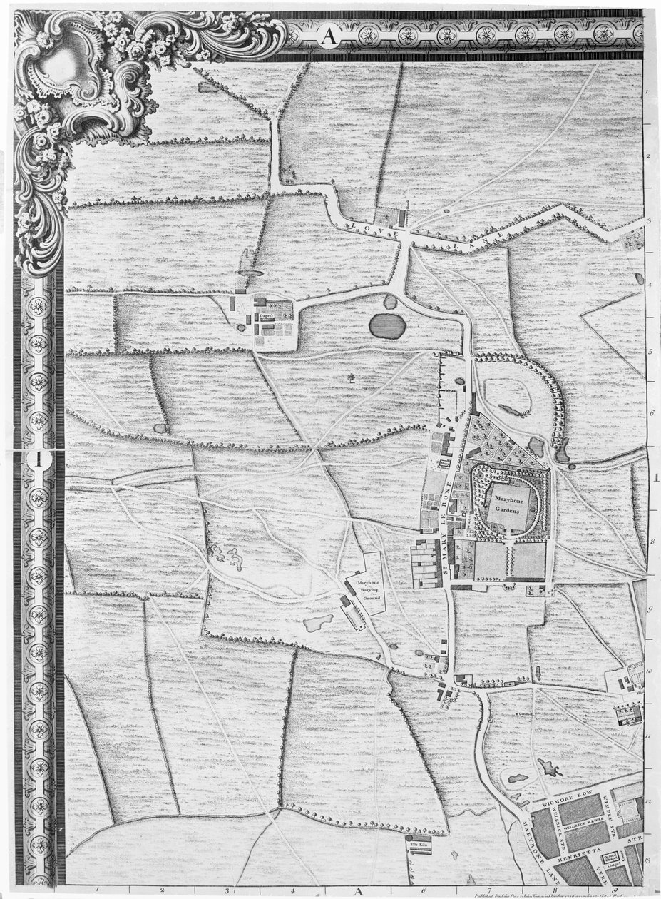 Marylebone Haritası, Londra, 1746 by John Rocque