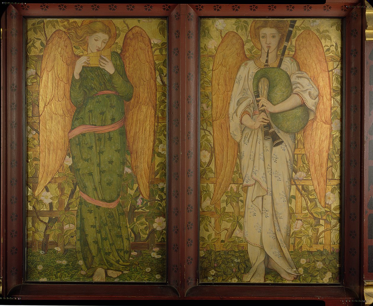 Pipolu ve Gaydalı Melekler, 1861-62 (ayrıca bkz. 120144) by John Roddam Spencer Stanhope