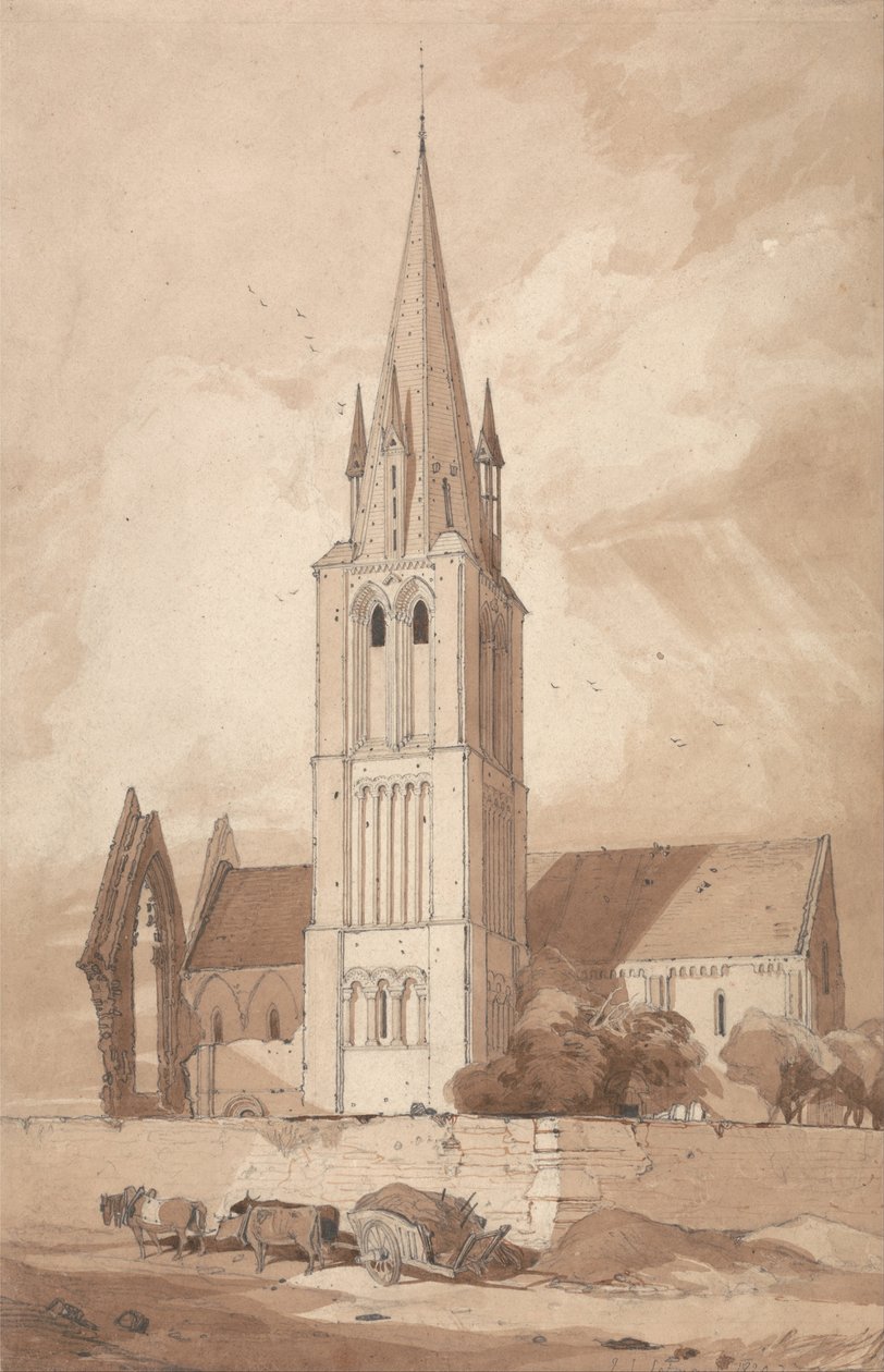 Douvres Kilisesi, Normandiya by John Sell Cotman