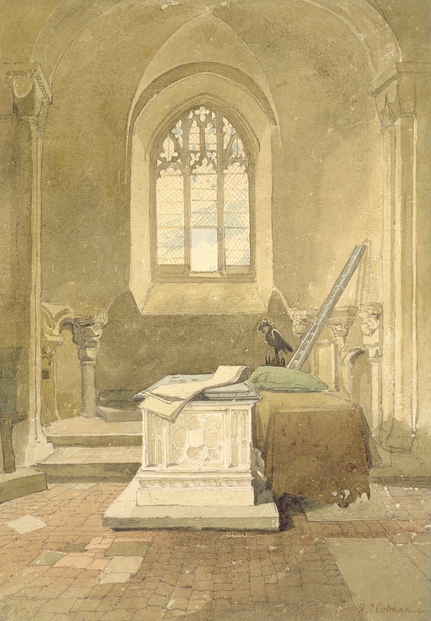 İsa Şapeli, Norwich Katedrali, c.1807 (kağıt üzerinde wc ve siyah kurşun) by John Sell Cotman