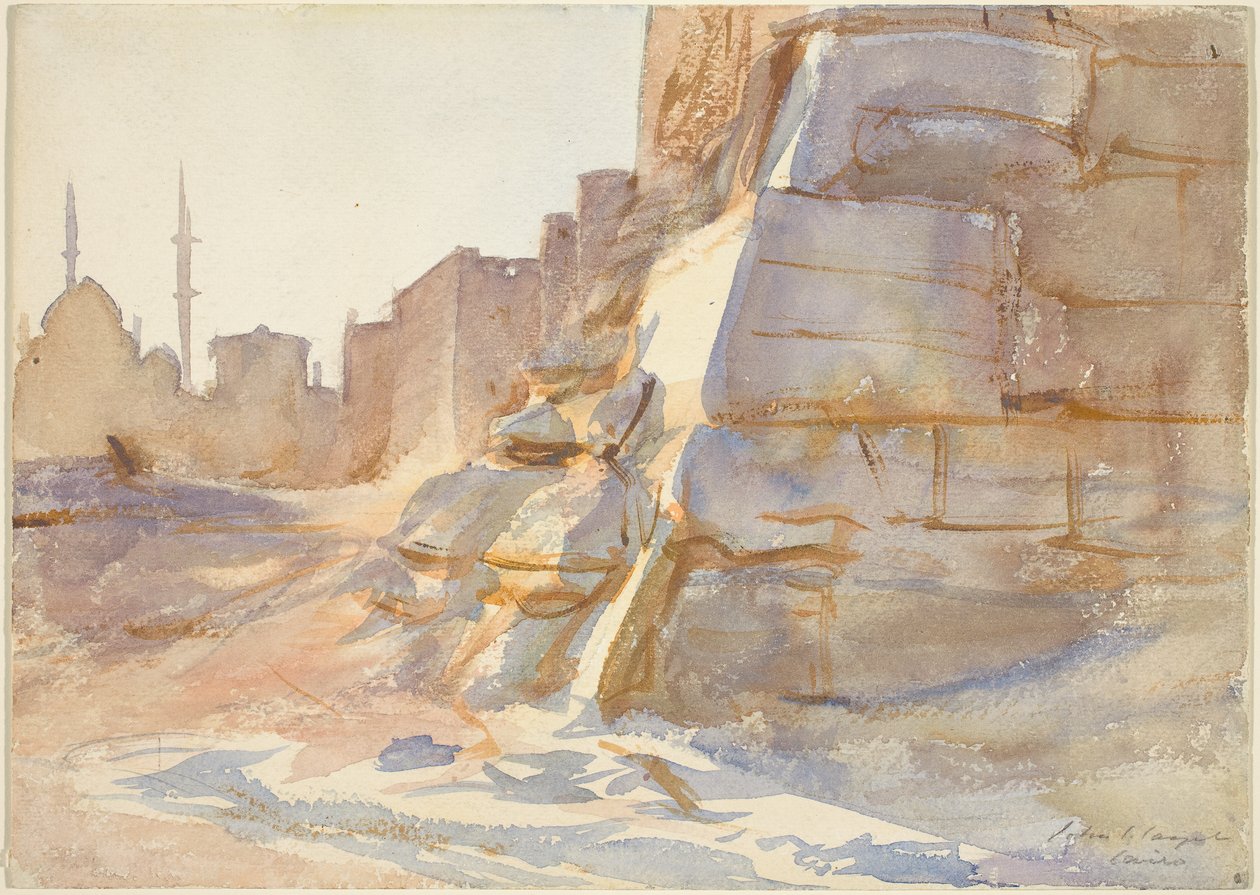 Kahire, c.1891 (dokuma kağıt üzerine grafit üzerine sulu boya) by John Singer Sargent