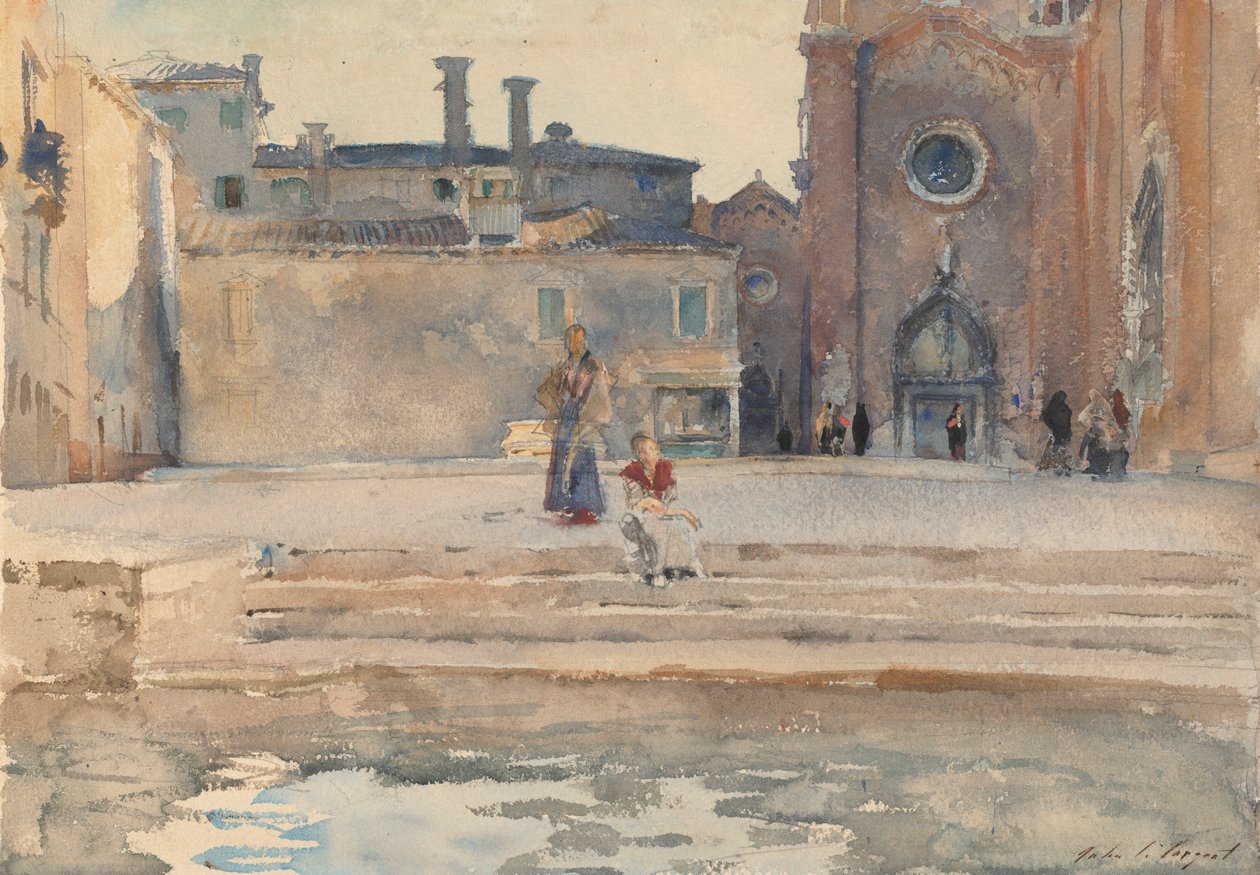 Campo dei Frari, Venice, 1880-82 (wc over pencil with gouache on paper) by John Singer Sargent