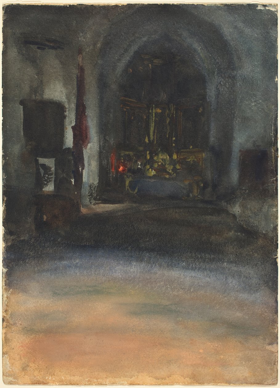 Spanish Church Interior, c.1880 (watercolour on wove paper) by John Singer Sargent