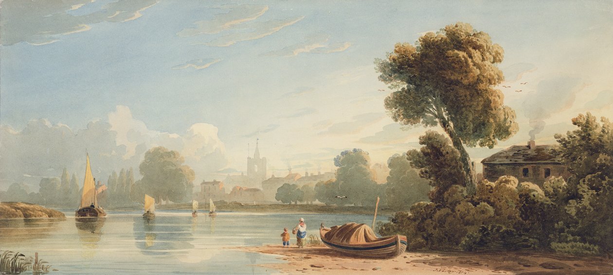 Chiswick, 1814 (kağıt üzerinde grafit üzerinde wc) by John Varley