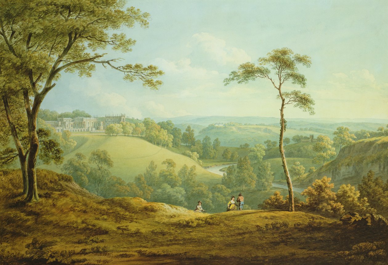 Piskoposluk Sarayı, Auckland Kalesi, Deercote Beyond ile (kağıt üzerine sulu boya) by John Warwick Smith
