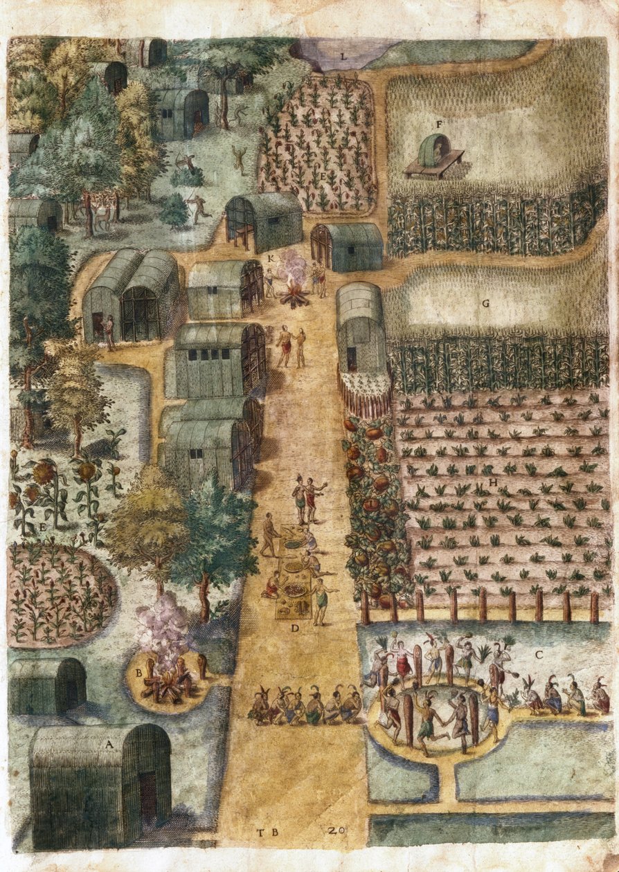 Hint köyü Secoton, c.1570-80 (bkz. 1692) by John White