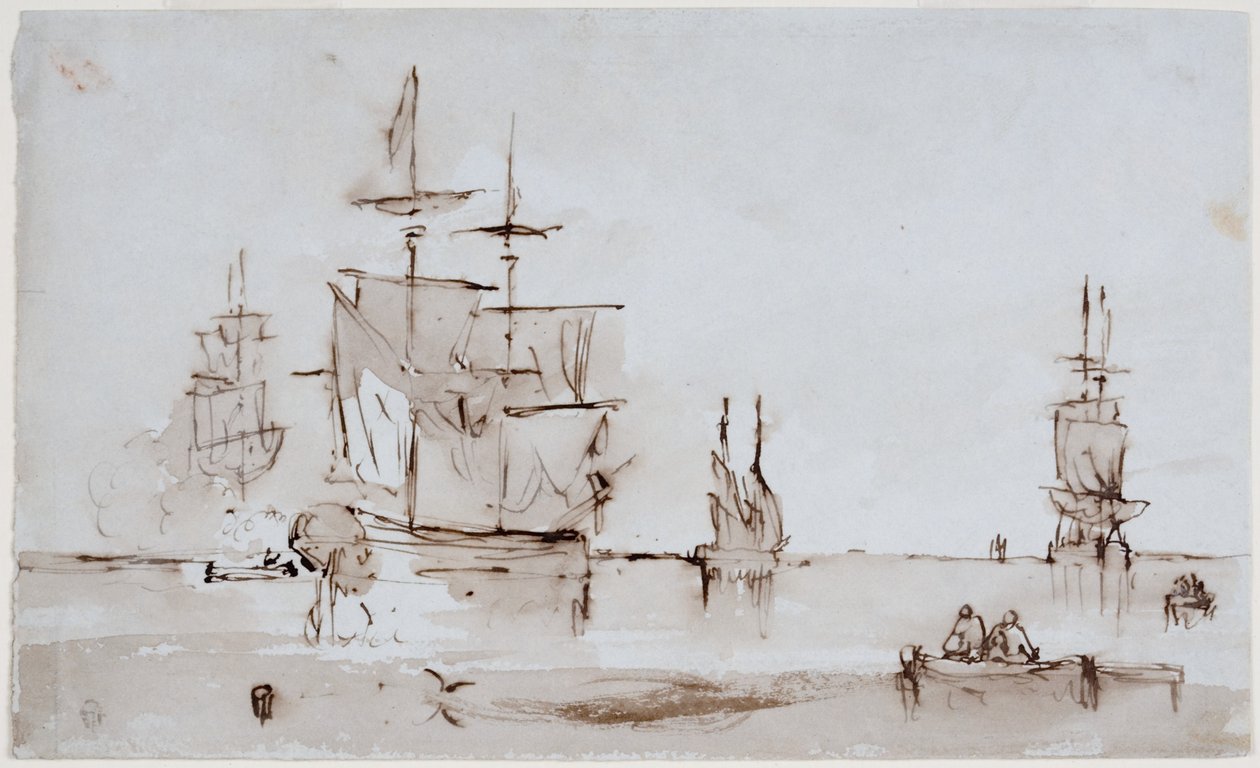 Deniz Manzarası için Kompozisyon Çalışması (mürekkep (yıkama)) by John Wilson Carmichael