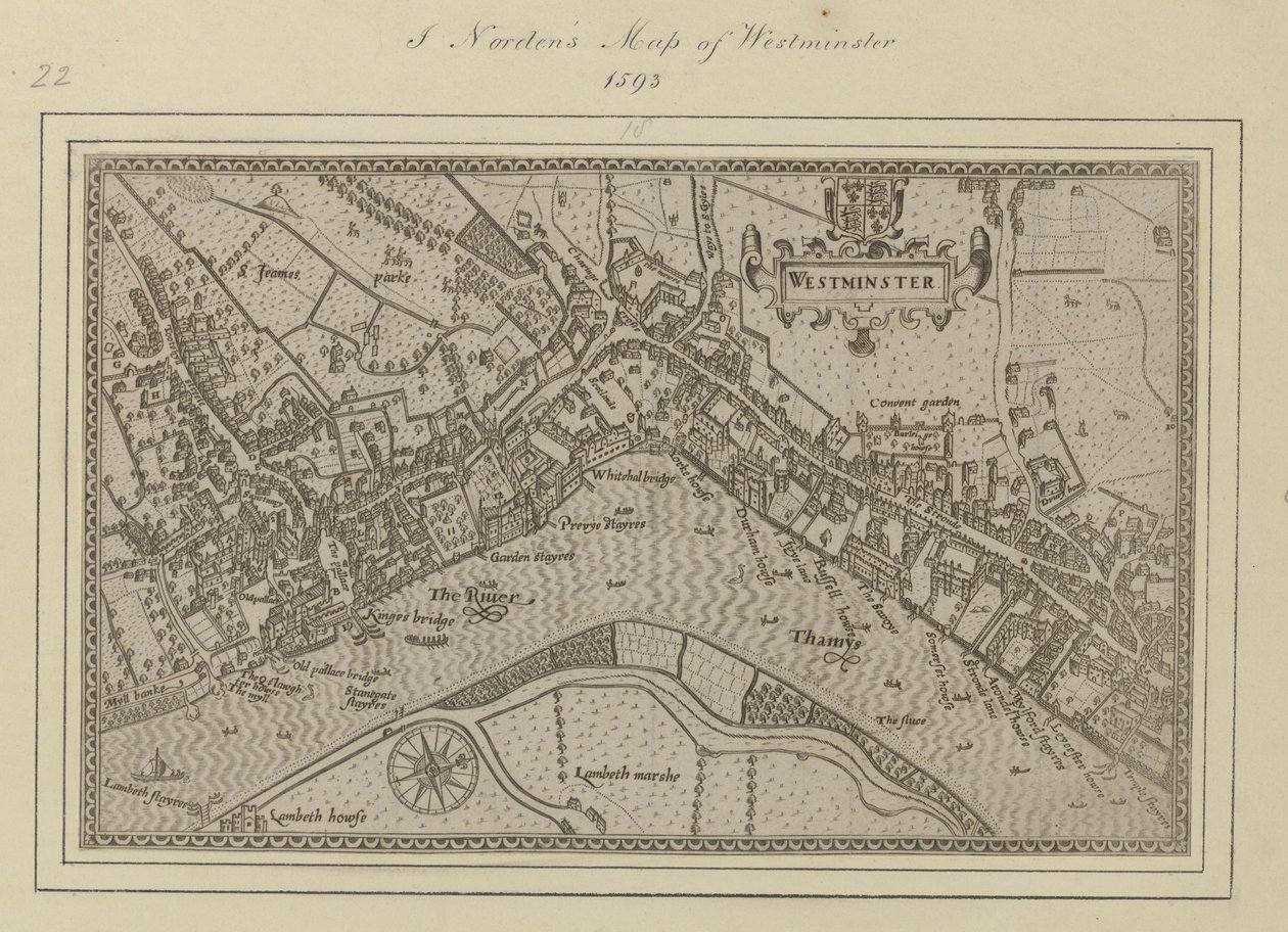 Westminster'ın bir planı by John (after) Norden