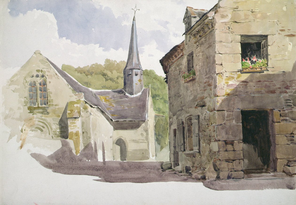 Küçük bir çan kulesi olan kilise by John Absolon