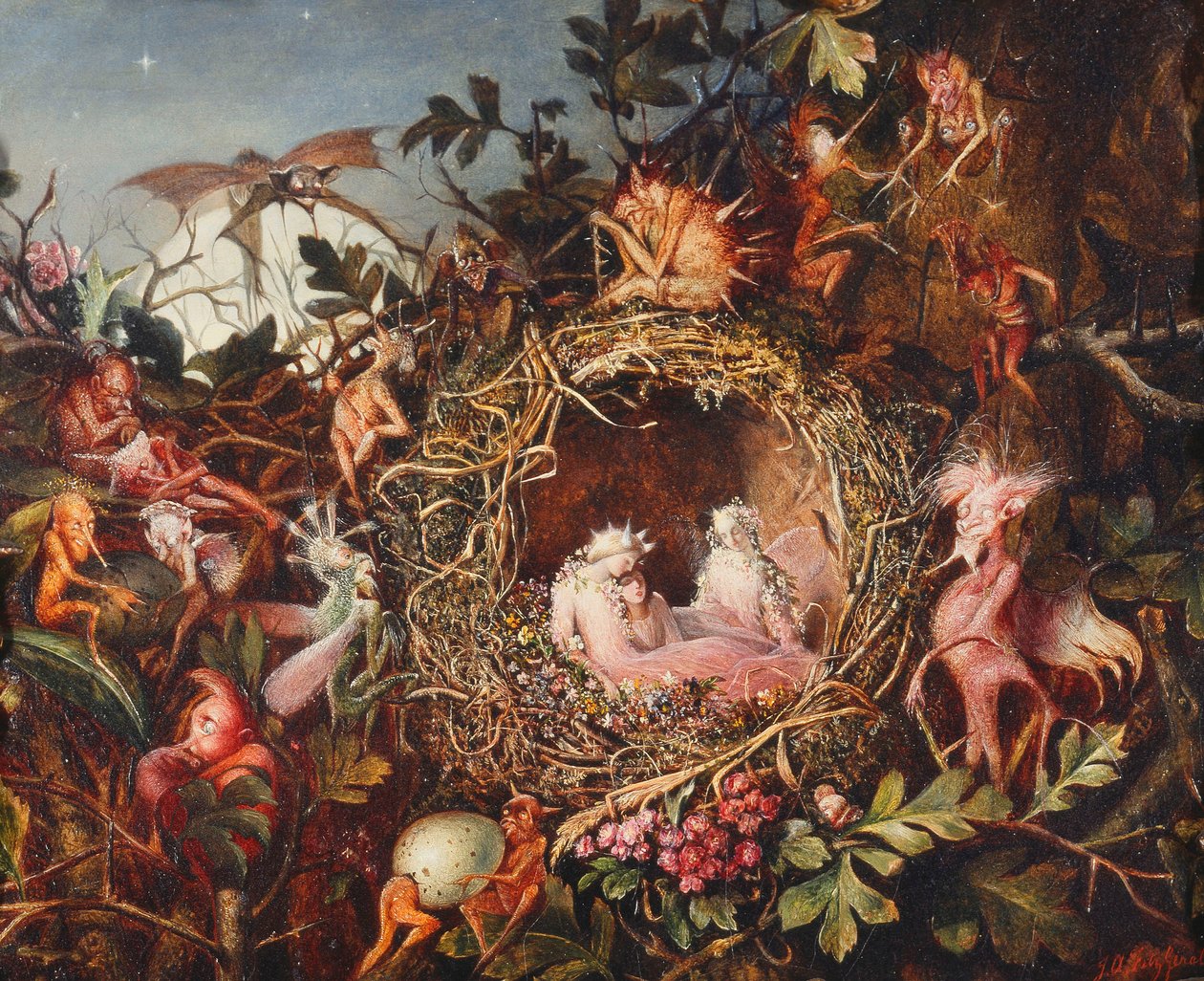 Kuş Yuvasındaki Periler, 1860 dolayları by John Anster Fitzgerald