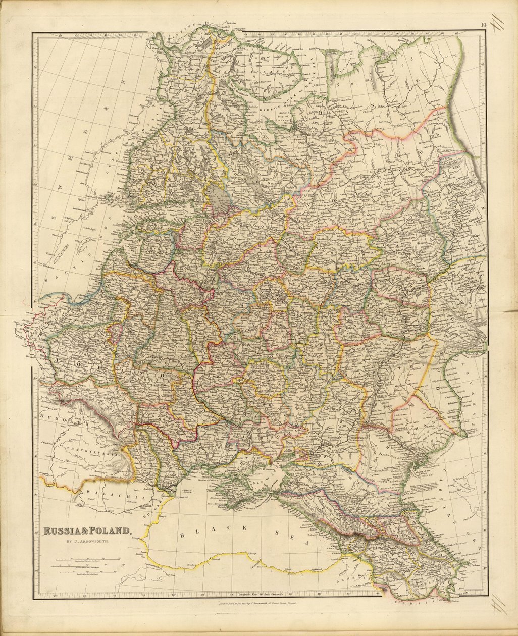 Rusya ve Polonya haritası, 1832. by John Arrowsmith