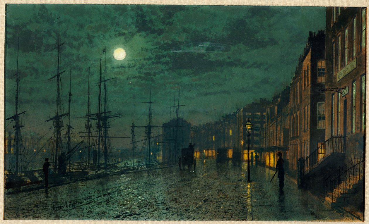 Moonlight tarafından Şehir Rıhtımları by John Atkinson Grimshaw