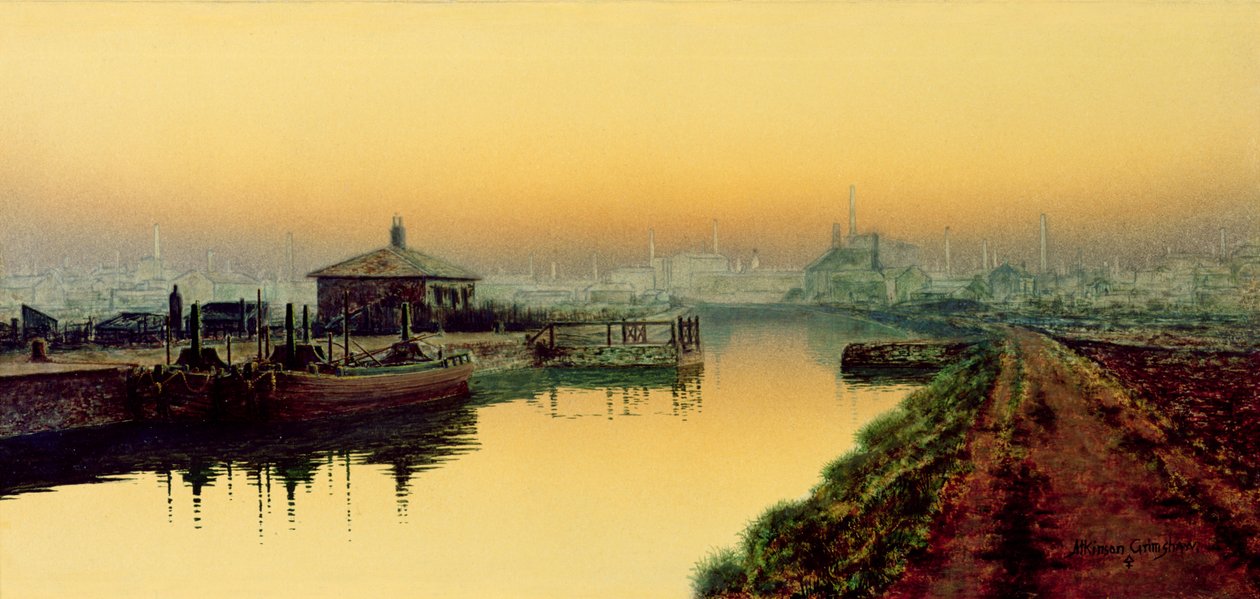 Knostrop Cut, Leeds, Pazar Gecesi by John Atkinson Grimshaw
