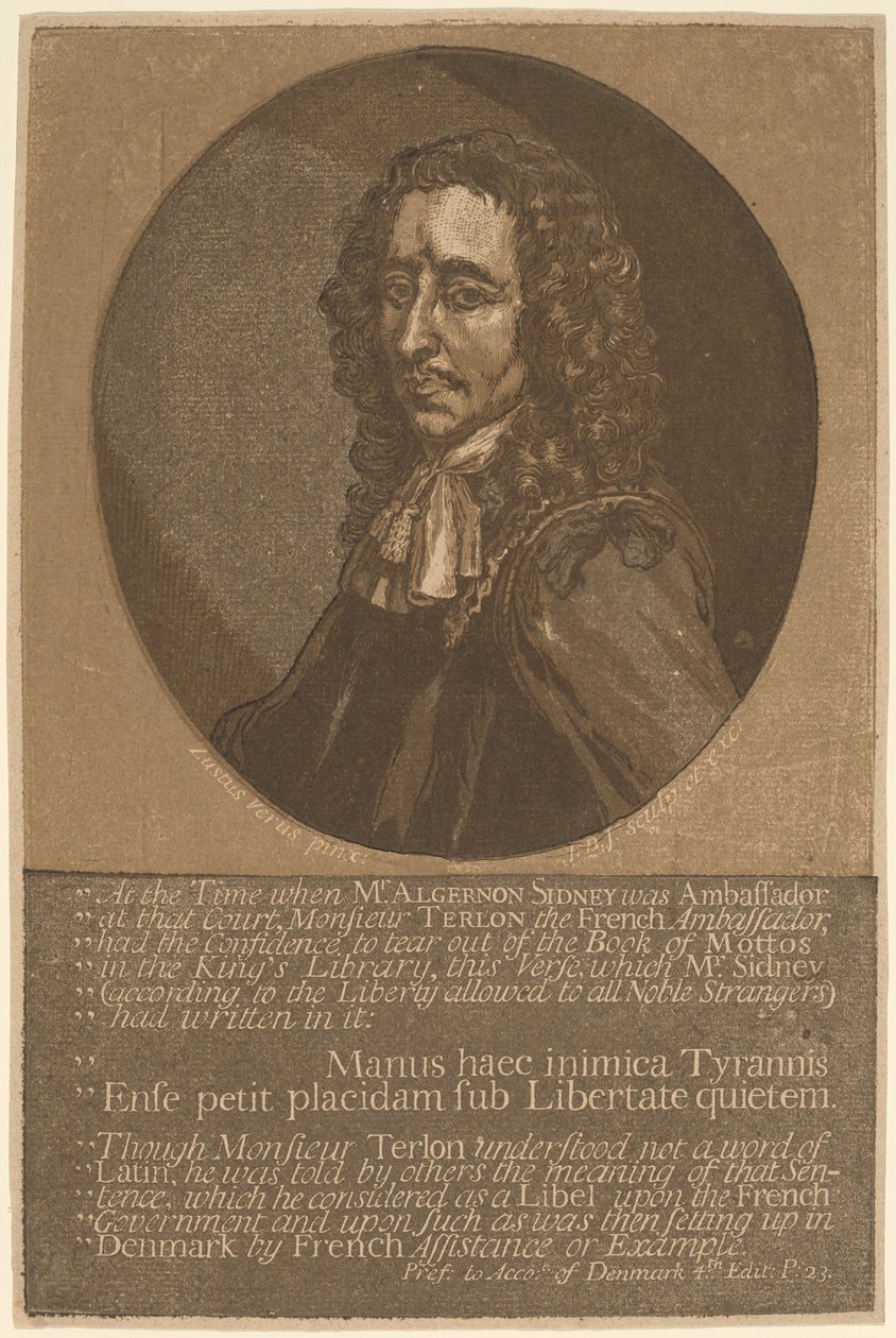 Algernon Sidney by John Baptist Jackson, after Justus van Verus
