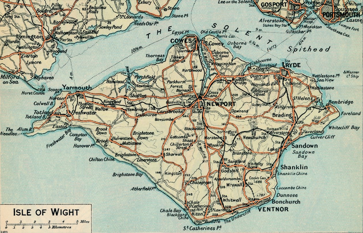 Wight Adası., c20. Yüzyıl by John Bartholomew