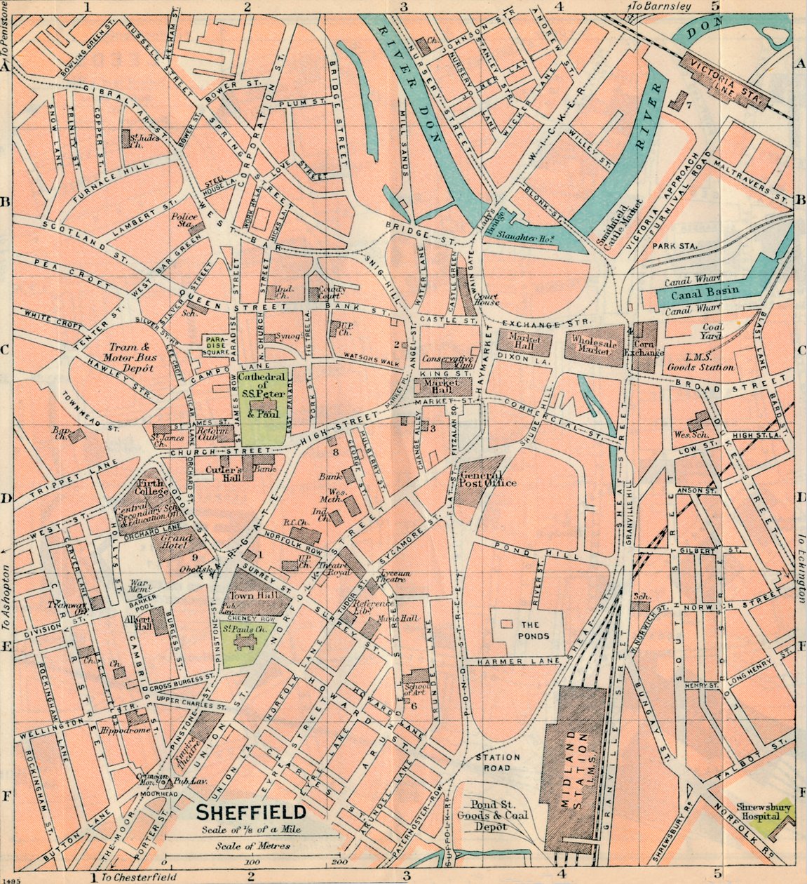 Sheffield, c20th Century by John Bartholomew