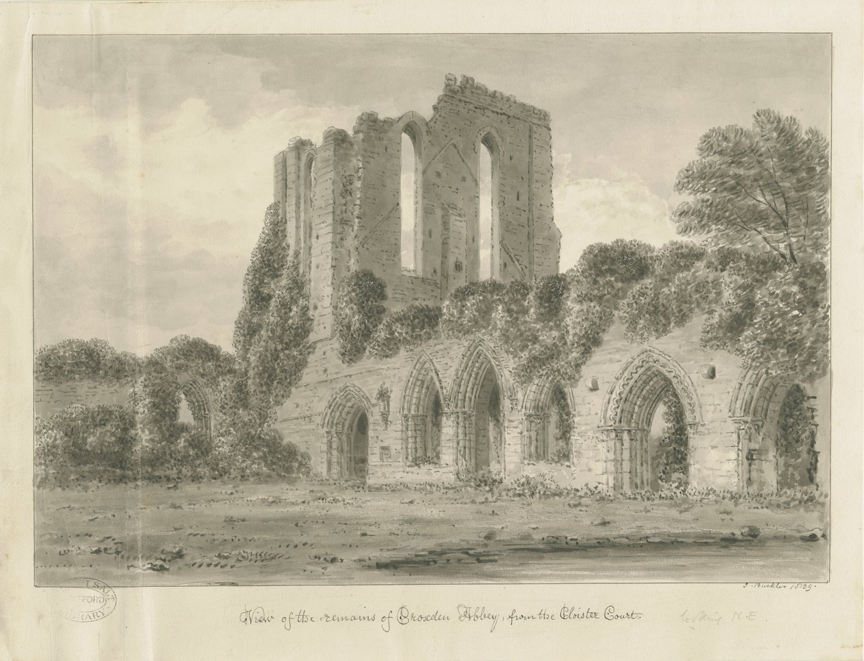 Croxden Abbey: sepya çizimi by John Buckler