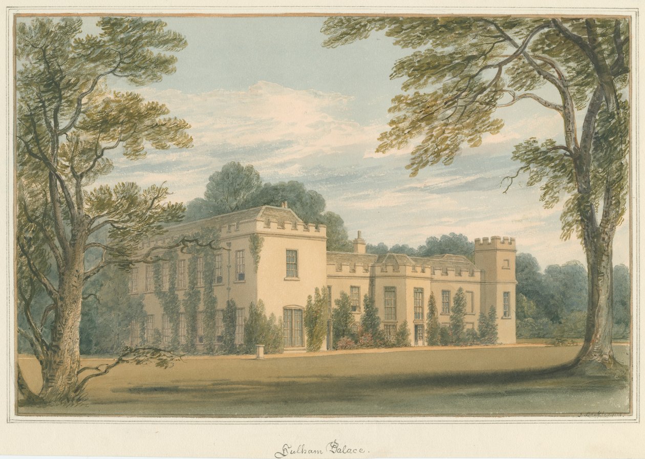 Middlesex - Fulham Sarayı, 1824 by John Buckler