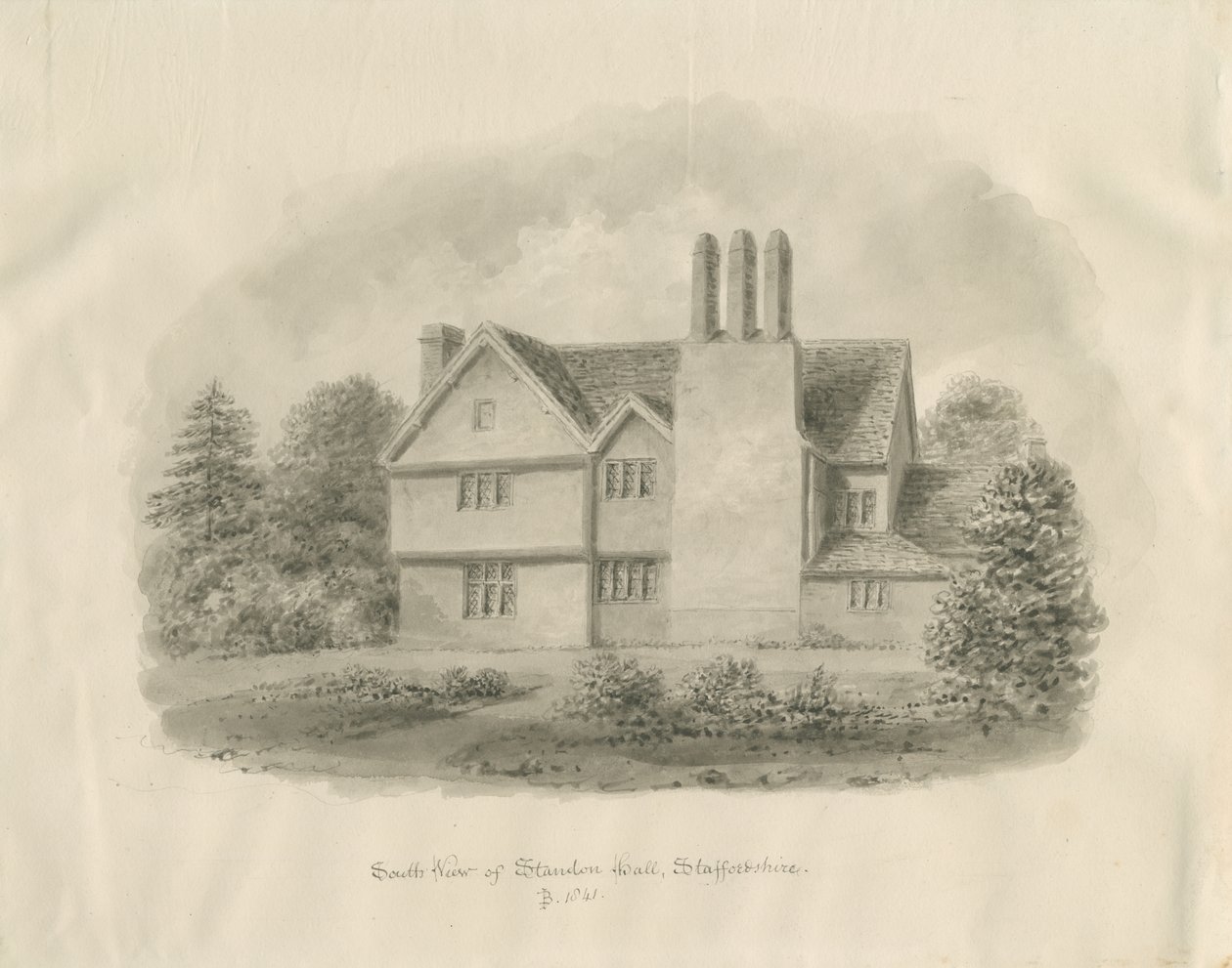 Standon Hall: sepya çizimi by John Buckler