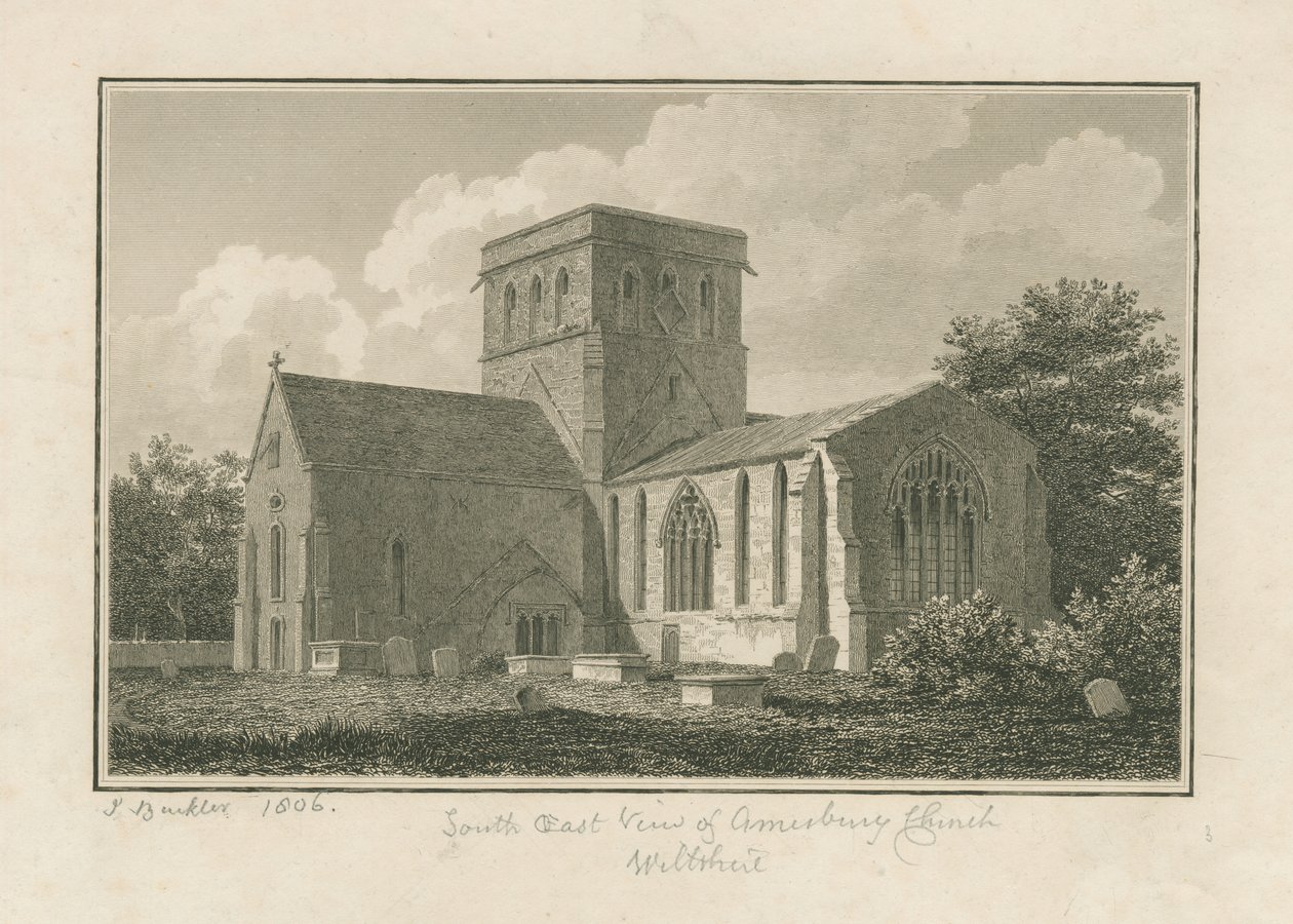 Wiltshire - Amesbury Kilisesi: gravür, 1806 by John Buckler