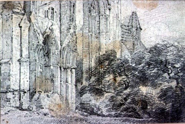 Bir kilisenin kalıntıları (çizim) by John Constable