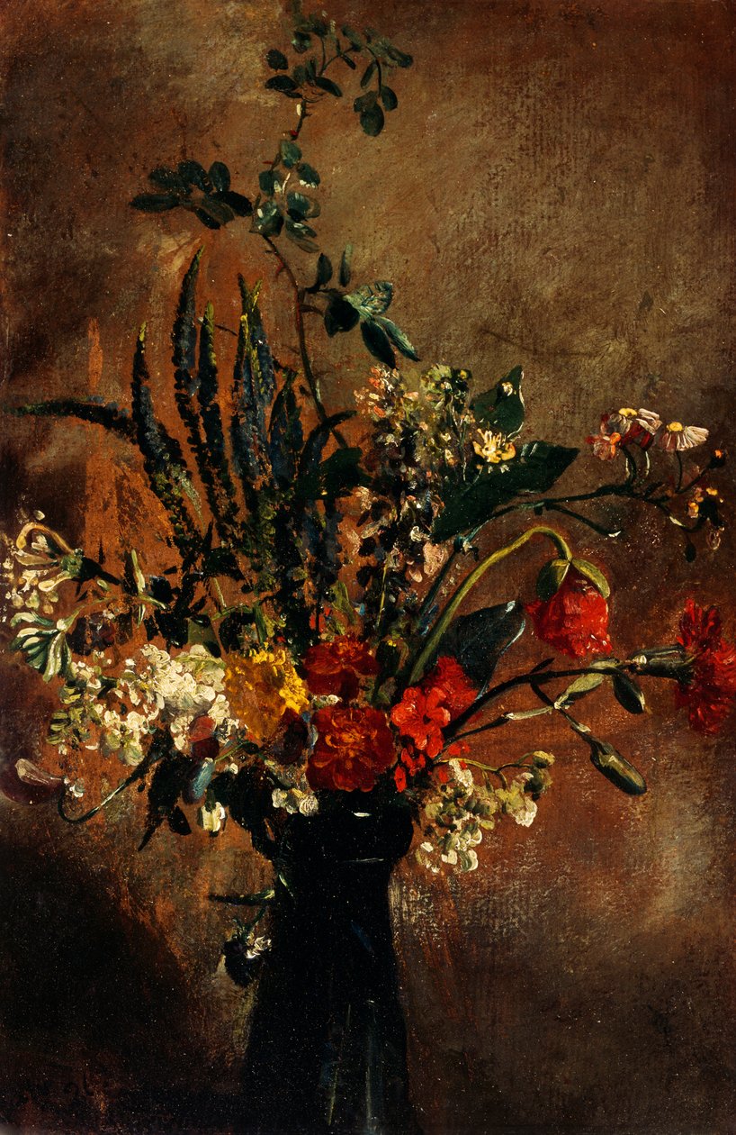 Sümbül bardağındaki çiçeklerin incelenmesi by John Constable