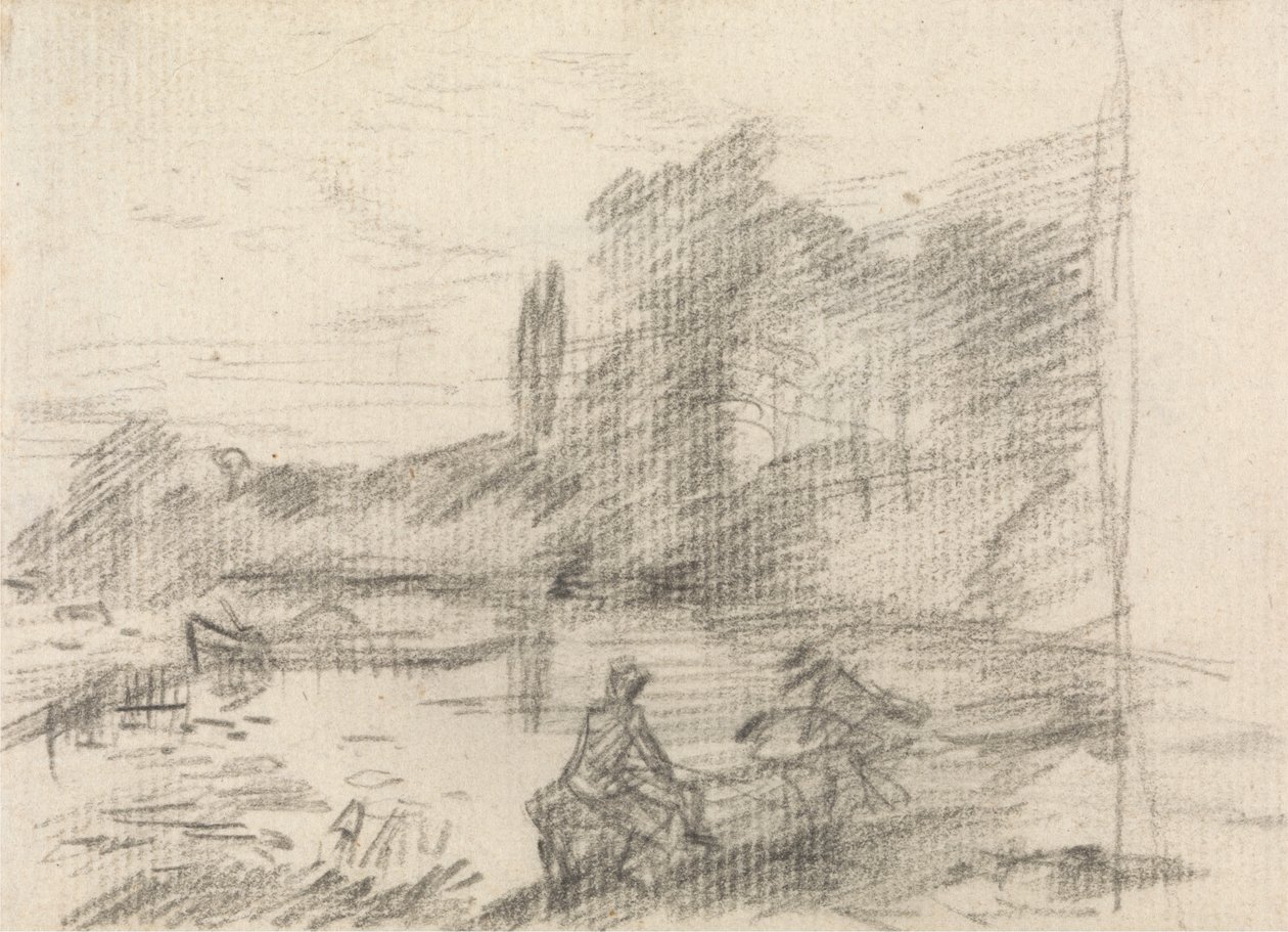 Nehir Kenarında İki Figür by John Constable