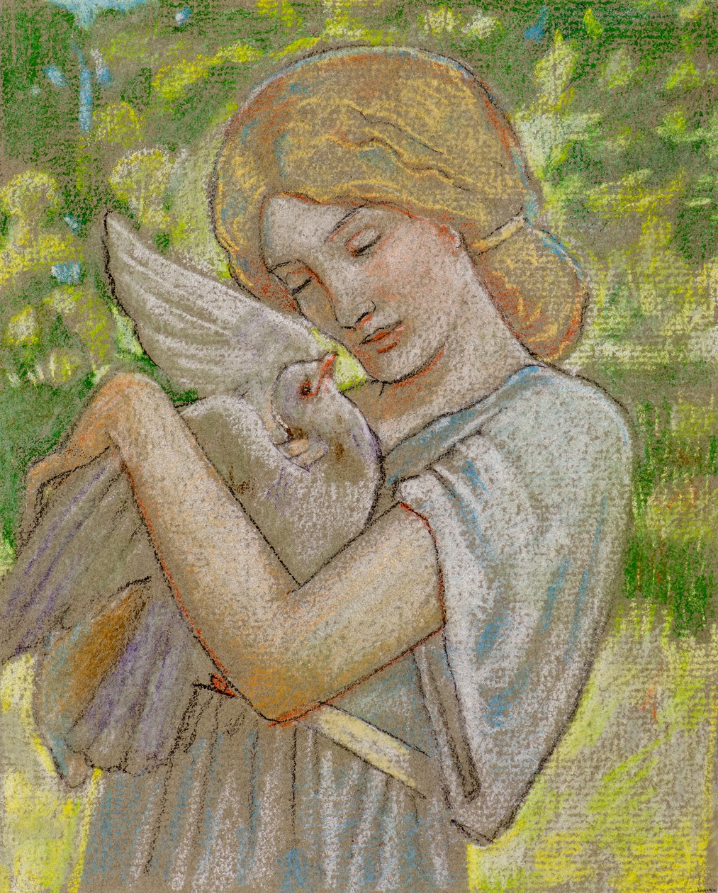 Güvercinli kız (pastel) by John Duncan