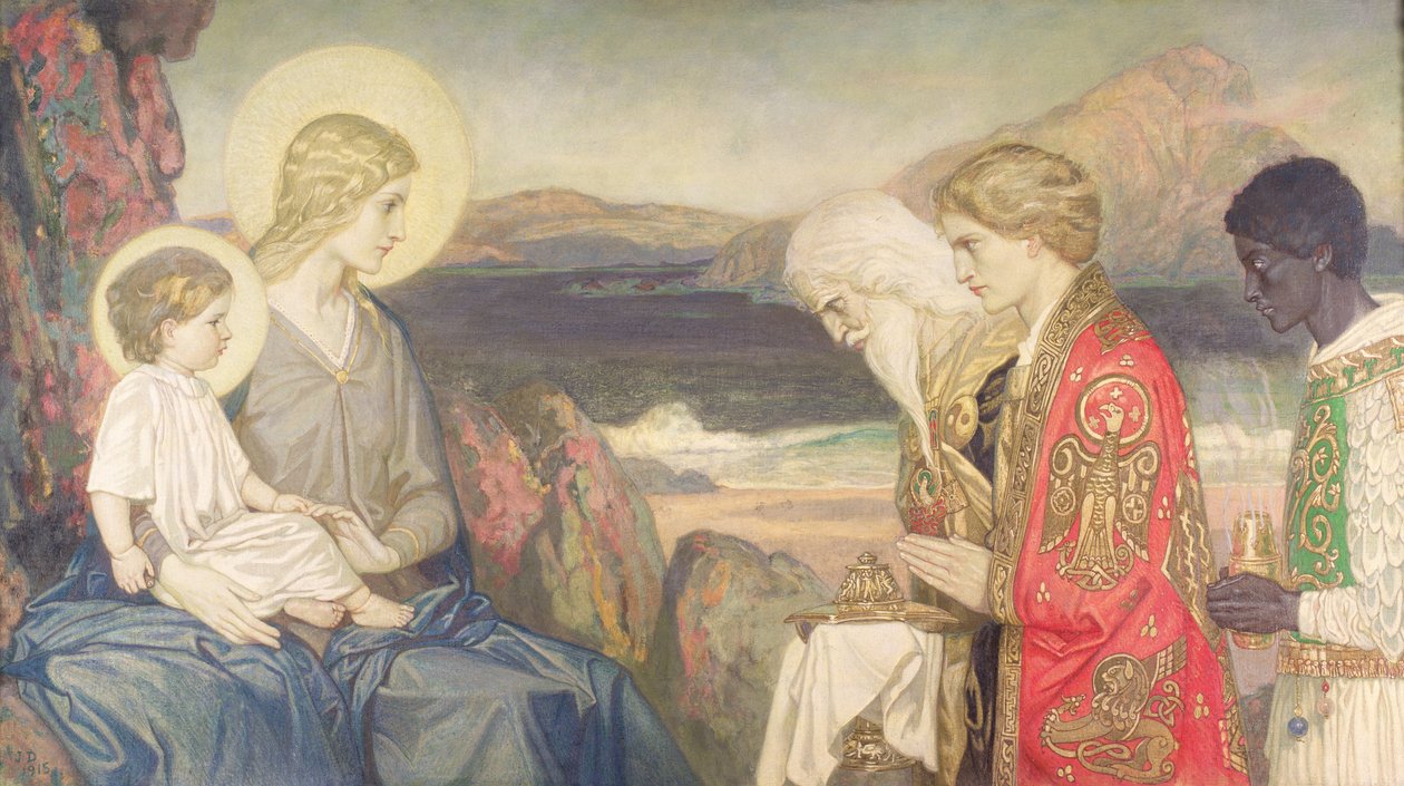 Üç Büyücü, 1915 (tuval üzerine tempera) by John Duncan