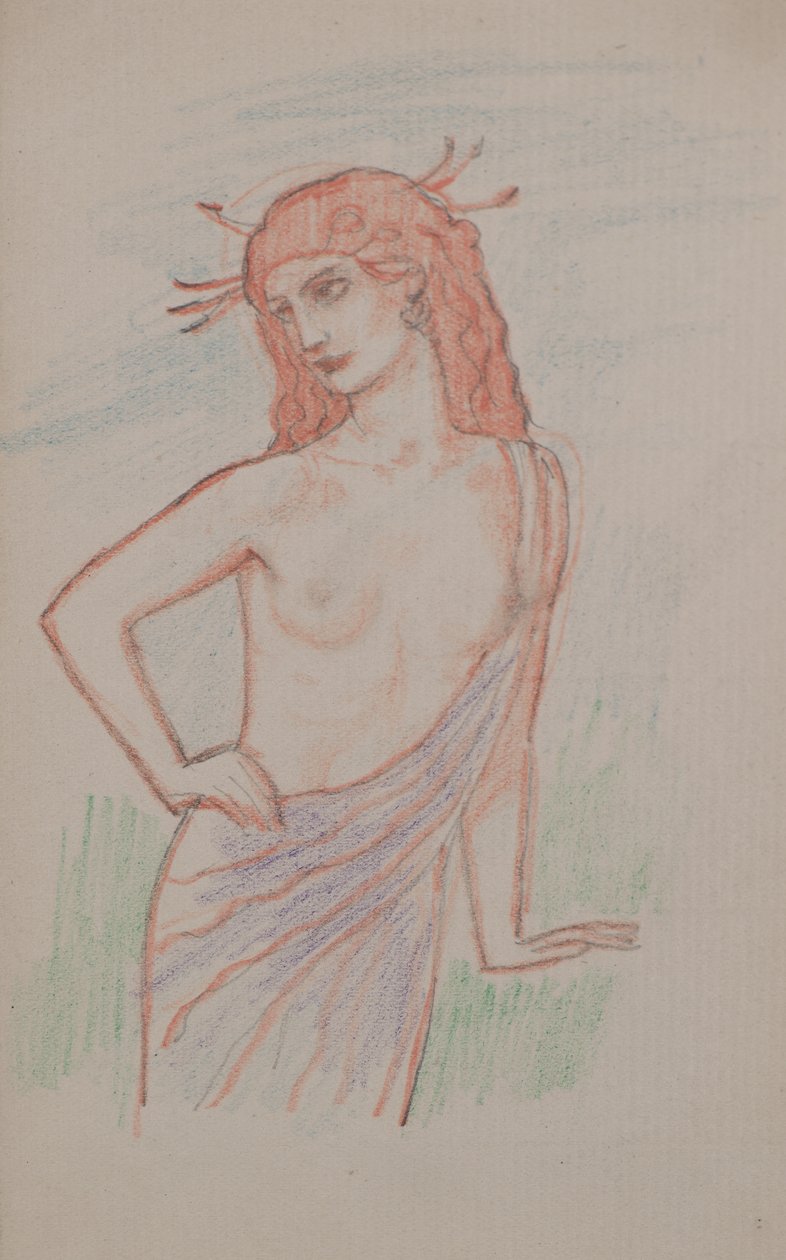 İsimsiz [Kadın figürü] (kalem) by John Duncan